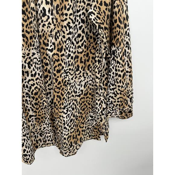 Chico Button Down Tunic Shirt Women 2 Large Leopard Print Long Top No-Iron - Picture 3 of 8